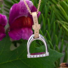 Load image into Gallery viewer, Horse Stirrup Pendant Necklace - 14K Gold with Diamonds - Horse Jewelry