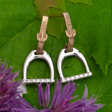 Load image into Gallery viewer, Horse Stirrup Earrings - 14K Gold with Diamonds -  Horse Jewelry