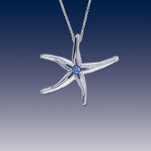Load image into Gallery viewer, Starfish Pendant Necklace - Sterling Silver with Crystal - Starfish Jewelry
