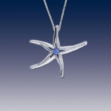 Load image into Gallery viewer, Starfish Pendant Necklace - Sterling Silver with Crystal - Starfish Jewelry