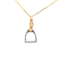 Load image into Gallery viewer, Horse Stirrup Pendant Necklace - 14K Gold with Diamonds - Horse Jewelry