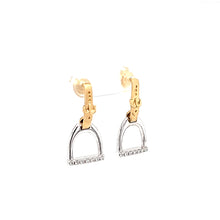 Load image into Gallery viewer, Horse Stirrup Earrings - 14K Gold with Diamonds -  Horse Jewelry