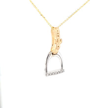 Load image into Gallery viewer, Horse Stirrup Pendant Necklace - 14K Gold with Diamonds - Horse Jewelry