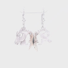Load and play video in Gallery viewer, Horse Earrings with Indian Head Silhouette - Sterling Silver with 10K Gold and Crystal - Horse Jewelry
