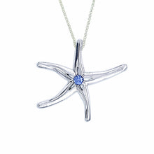 Load image into Gallery viewer, Starfish Pendant Necklace - Sterling Silver with Crystal - Starfish Jewelry
