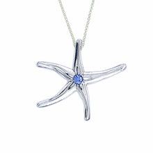 Load image into Gallery viewer, Starfish Pendant Necklace - Sterling Silver with Crystal - Starfish Jewelry
