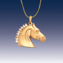 Load image into Gallery viewer, Diamond horse necklace with diamonds 14K Diamond English Horse pendant  horse jewelry