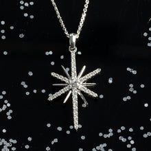 Load image into Gallery viewer, Diamond Star Necklace - 14K White gold diamond star - star jewelry - sky necklace