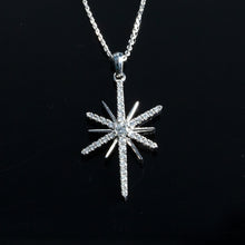 Load image into Gallery viewer, Diamond Star Necklace - 14K White gold diamond star - star jewelry - sky necklace