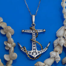 Load image into Gallery viewer, Anchor Pendant Necklace - 14K TT Gold and Diamonds - Nautical Jewelry Ocean Jewelry