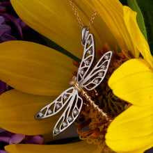 Load image into Gallery viewer, diamond dragonfly necklace gold and diamond dragonfly pendant insect jewelry