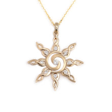 Load image into Gallery viewer, Sun Pendant Necklace - Spiral Sun - 14K gold with diamonds