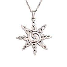 Load image into Gallery viewer, Sun Pendant Necklace - Spiral Sun - 14K gold with diamonds