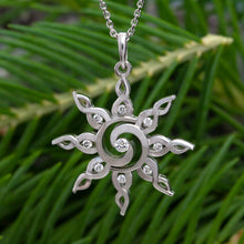 Load image into Gallery viewer, Sun Pendant Necklace - Spiral Sun - 14K gold with diamonds