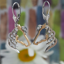 Load image into Gallery viewer, horse silhouette earrings diamond and gold horse earrings horse jewelry