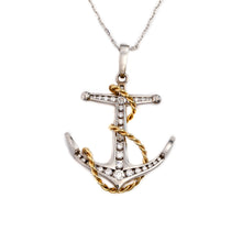 Load image into Gallery viewer, Anchor Pendant Necklace - 14K TT Gold and Diamonds  lARGE- Nautical Jewelry Ocean Jewelry