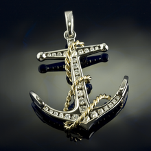 Load image into Gallery viewer, Anchor Pendant Necklace - 14K TT Gold and Diamonds - Nautical Jewelry Ocean Jewelry