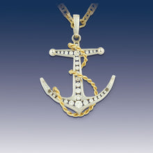 Load image into Gallery viewer, Anchor Pendant Necklace - 14K TT Gold and Diamonds - Nautical Jewelry Ocean Jewelry