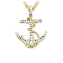 Load image into Gallery viewer, Anchor Pendant Necklace - 14K TT Gold and Diamonds - Nautical Jewelry Ocean Jewelry
