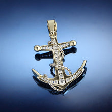Load image into Gallery viewer, Anchor Pendant Necklace - 14K TT Gold and Diamonds - Nautical Jewelry Ocean Jewelry