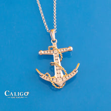 Load image into Gallery viewer, Anchor Pendant Necklace - 14K TT Gold and Diamonds - Nautical Jewelry Ocean Jewelry