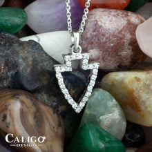 Load image into Gallery viewer, Diamond Arrowhead Necklace - Pave Diamond - 14K White gold with diamonds - Arrowhead Jewelry - Arrowhead Necklace - Pave Arrowhead Jewelry