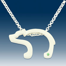 Load image into Gallery viewer, Bear Pendant Necklace - Silhouette Bear Large - Sterling Silver Green Tsavorite Garnet