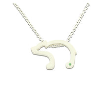 Load image into Gallery viewer, bear necklace sterling silver tsavorite garnet bear silhouette bear jewelry wild life jewelry