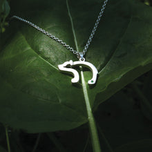 Load image into Gallery viewer, bear necklace sterling silver with tsavorite garnet bear silhouette pendant bear jewelry