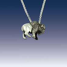 Load image into Gallery viewer, Bison Pendant Necklace - Buffalo Pendant Necklace - Sterling Silver