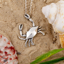 Load image into Gallery viewer, Crab Pendant Necklace - Sterling Silver - crab jewelry beach jewelry