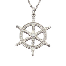 Load image into Gallery viewer, Captain Wheel Pendant Necklace - 14K WG with Diamonds