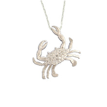 Load image into Gallery viewer, crab necklace pave diamond crab 14K white gold 14K yellow gold crab jewelry