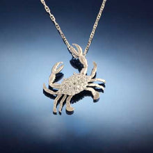 Load image into Gallery viewer, Crab Pendant Necklace - Diamond Pave -14K White gold with Pave diamonds