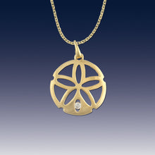 Load image into Gallery viewer, Single diamond sand dollar necklace 14K gold sand dollar necklace sand dollar jewelry