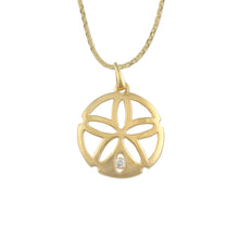 Load image into Gallery viewer, Single diamond sand dollar necklace 14K gold sand dollar necklace sand dollar jewelry