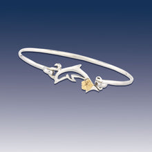Load image into Gallery viewer, Dolphin Bracelet with Hibiscus - Sterling Silver 10K YG