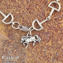 Load image into Gallery viewer, Horse Snaffle Bit Link Bracelet with Horse charm - sterling silver - Horse Jewelry