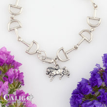 Load image into Gallery viewer, Horse Snaffle Bit Link Bracelet with Horse charm - sterling silver - Horse Jewelry