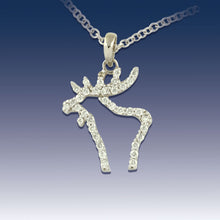 Load image into Gallery viewer, Moose Pendant Necklace - Diamond Pave - 14K WG Diamond