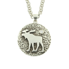 Load image into Gallery viewer, Moose Pendant Necklace - Moose disk necklace Sterling silver moose jewelry moose necklace wild life necklace