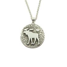 Load image into Gallery viewer, Moose Pendant Necklace - Moose disk necklace Sterling silver moose jewelry moose necklace wild life necklace