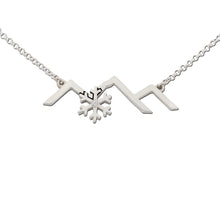 Load image into Gallery viewer, Mountain Necklace with Snowflake with crystal - Sterling Silver - Mountain Jewelry - Snowflake Jewelry - Adventure Necklace - Mountain Splendor