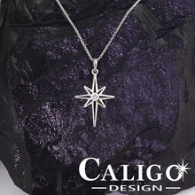 Load image into Gallery viewer, North Star Diamond Necklace - North Star Jewelry - 14K White gold with Diamond - Star Jewelry - Sky Jewelry - North Star Jewelry
