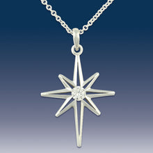 Load image into Gallery viewer, North Star Pendant Necklace - 14K White Gold with Diamond