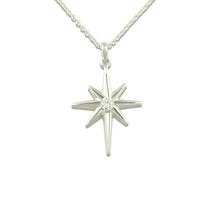 Load image into Gallery viewer, north star diamond pendant necklace 14K WG diamond Star Jewelry North Star Jewelry Sky Jewelry