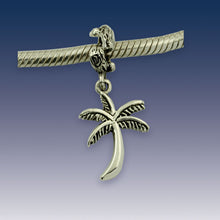 Load image into Gallery viewer, Palm Tree charm - sterling silver palm tree on coral spacer - palm tree jewelry bracelet charm beach charm