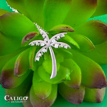 Load image into Gallery viewer, Diamond and Gold Palm tree necklace - beach jewelry - 14K white gold with diamonds - palm tree jewelry