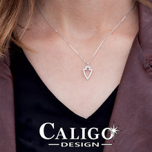 Load image into Gallery viewer, Diamond Arrowhead Necklace - Pave Diamond - 14K White gold with diamonds - Arrowhead Jewelry - Arrowhead Necklace - Pave Arrowhead Jewelry