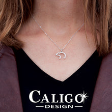 Load image into Gallery viewer, Diamond Bear Necklace - Pave Diamond - 14K white gold with diamond - Bear Necklace - Diamond Bear Silhouette - bear jewelry - wild life jewelry
